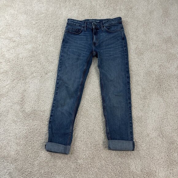 Calvin Klein Womens Size 4 Dark Wash Mid Rise Slim Boyfriend Denim Jeans Ankle - Picture 1 of 16
